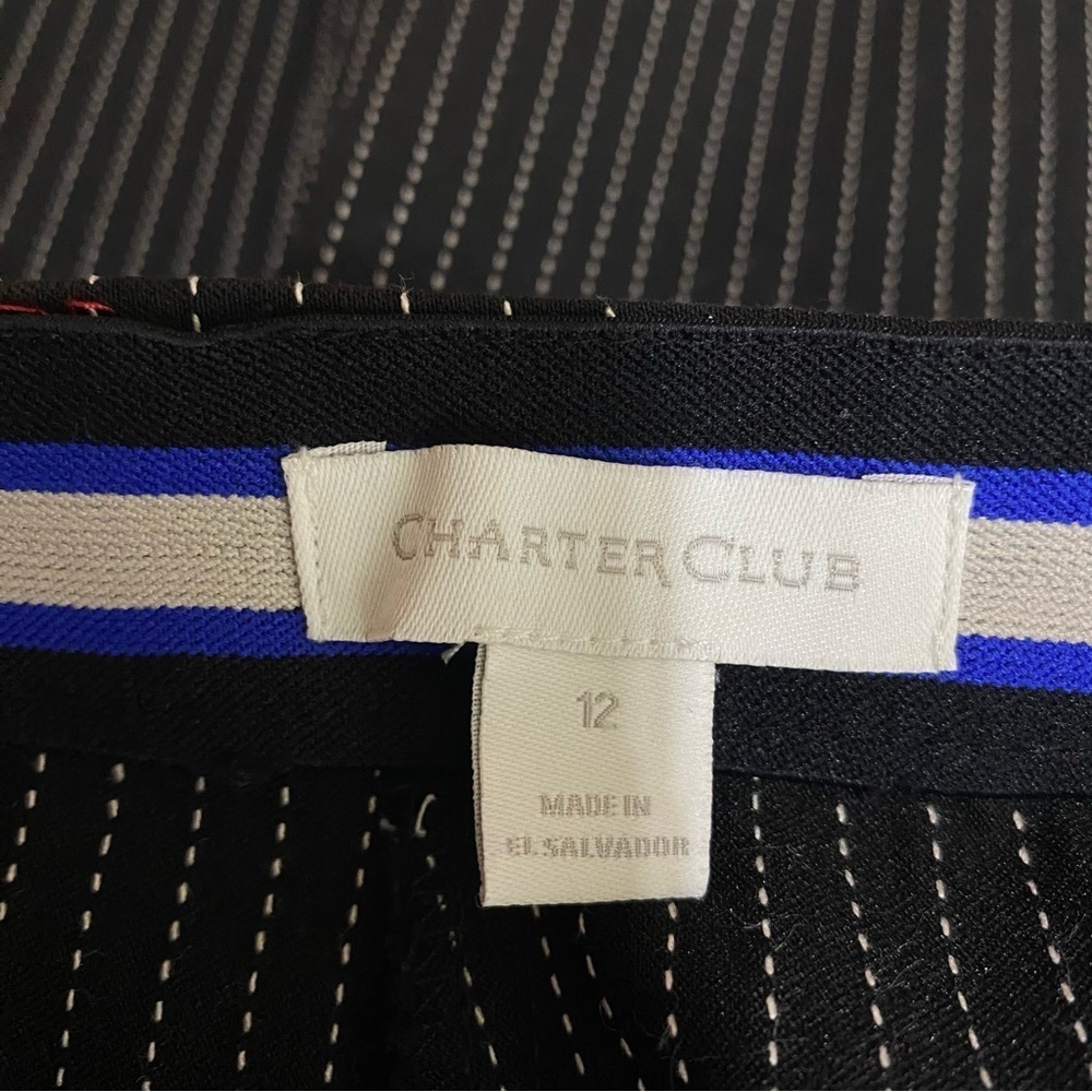 Charter Club Women’s Slim Leg Dashed Pinstripe Pull-On Stretch Pants - Picture 5 of 7
